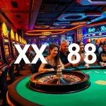 Experience the excitement of gambling at XX88-themed casinos featuring vibrant slot machines and poker tables.